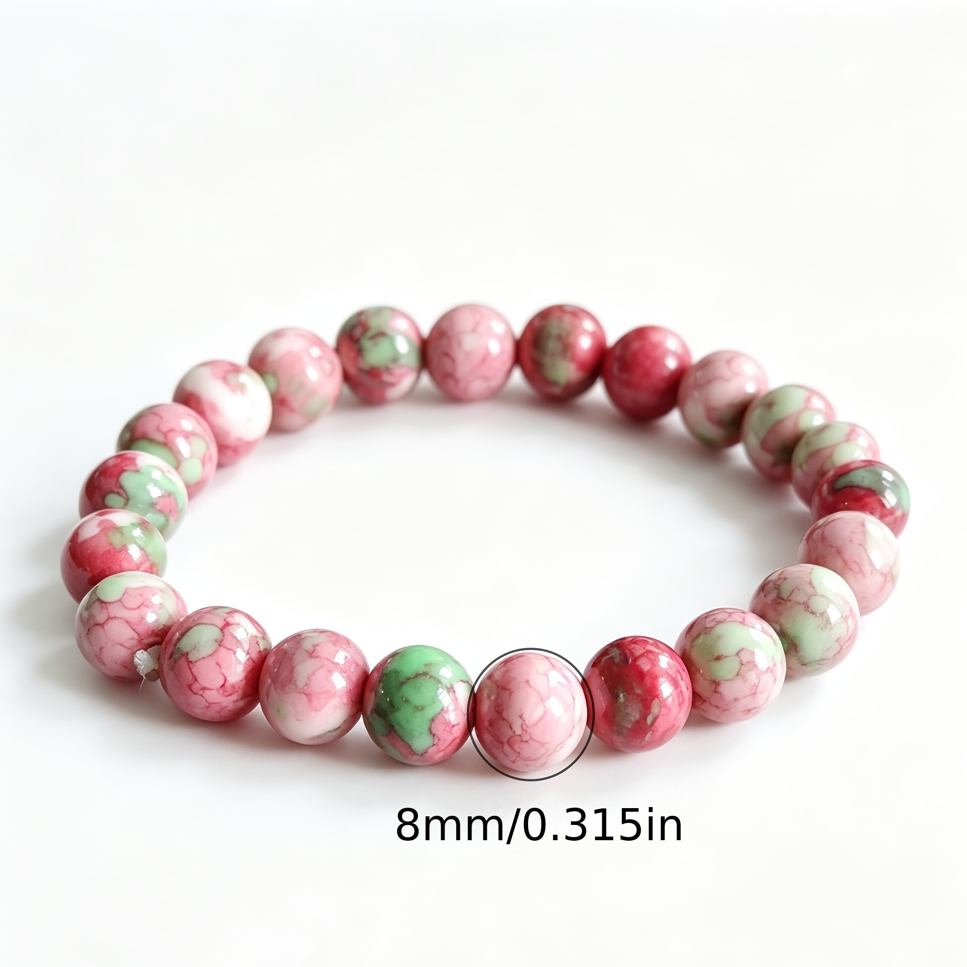 Christmas Red Green Natural Stone Beaded Bracelet, Gift